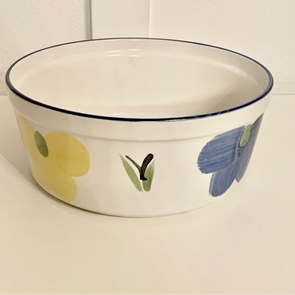 Maxam Oven to Table Cookware Souffle Casserole Dish 8” Portugal Daisy Hand Paint - Picture 1 of 8
